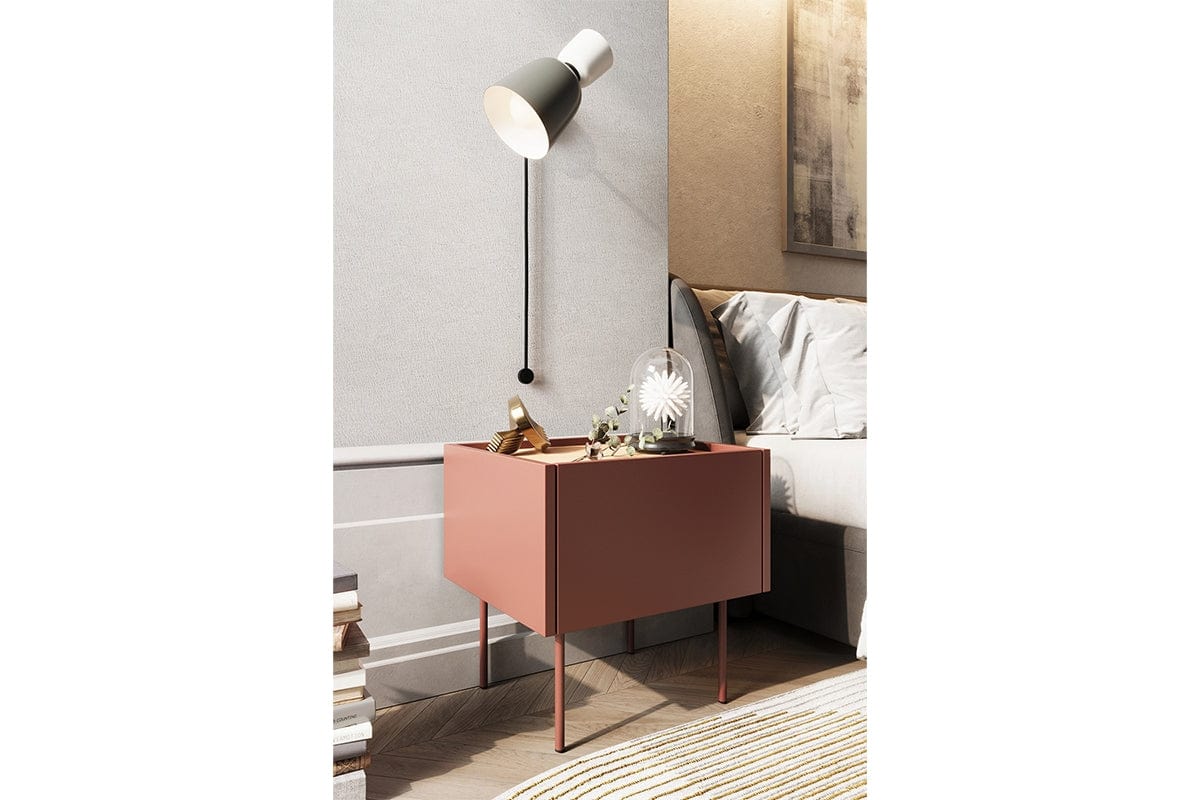 Bogart Noptiera din pal si metal, cu 1 sertar, Desin 45-1SZ Caramiziu, l45xA40xH45 cm