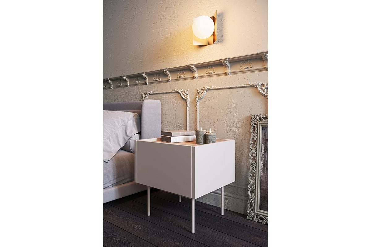 Bogart Noptiera din pal si metal, cu 1 sertar, Desin 45-1SZ Crem, l45xA40xH45 cm