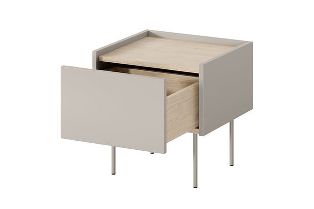 Bogart Noptiera din pal si metal, cu 1 sertar, Desin 45-1SZ Crem, l45xA40xH45 cm