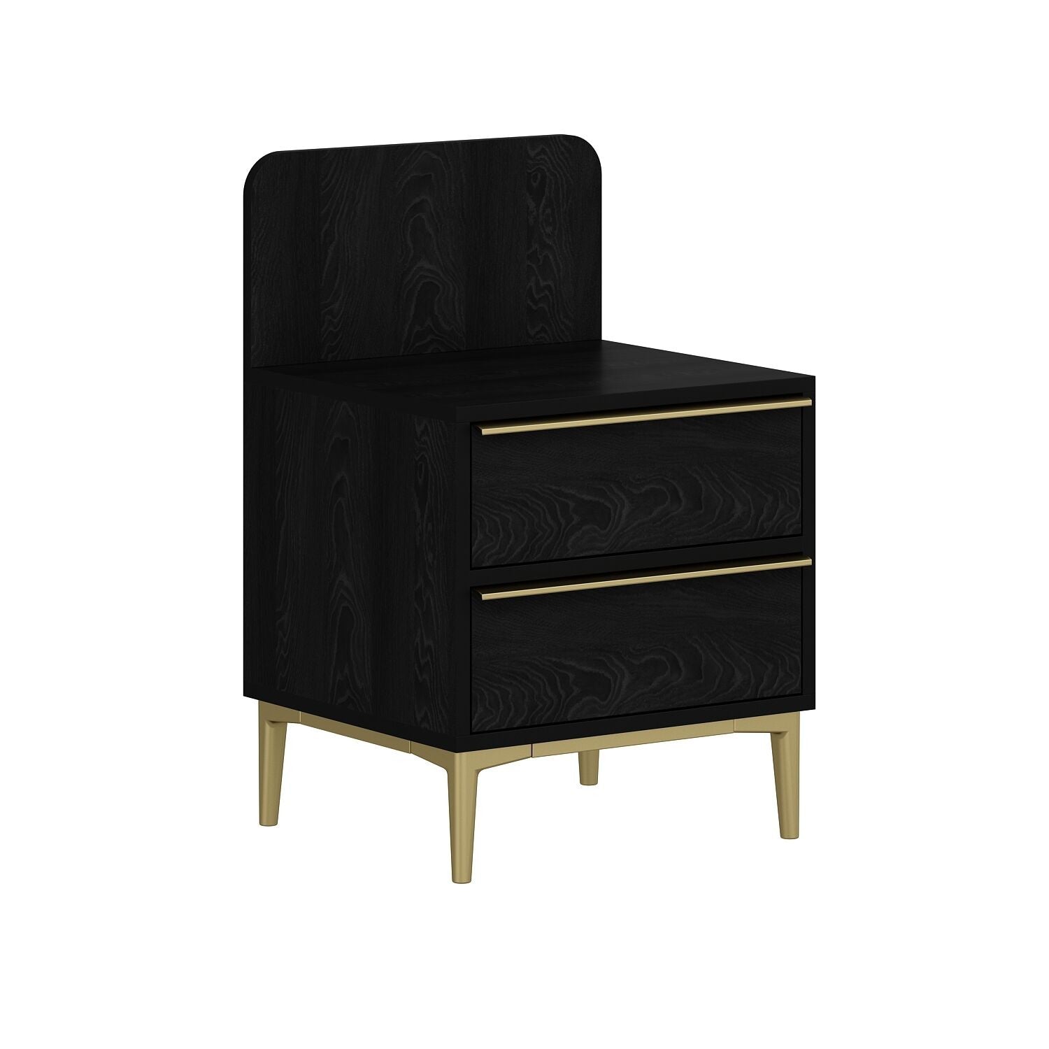 Asir Noptiera din pal si metal, cu 2 sertare, Elevate Negru, l50xA45xH78 cm