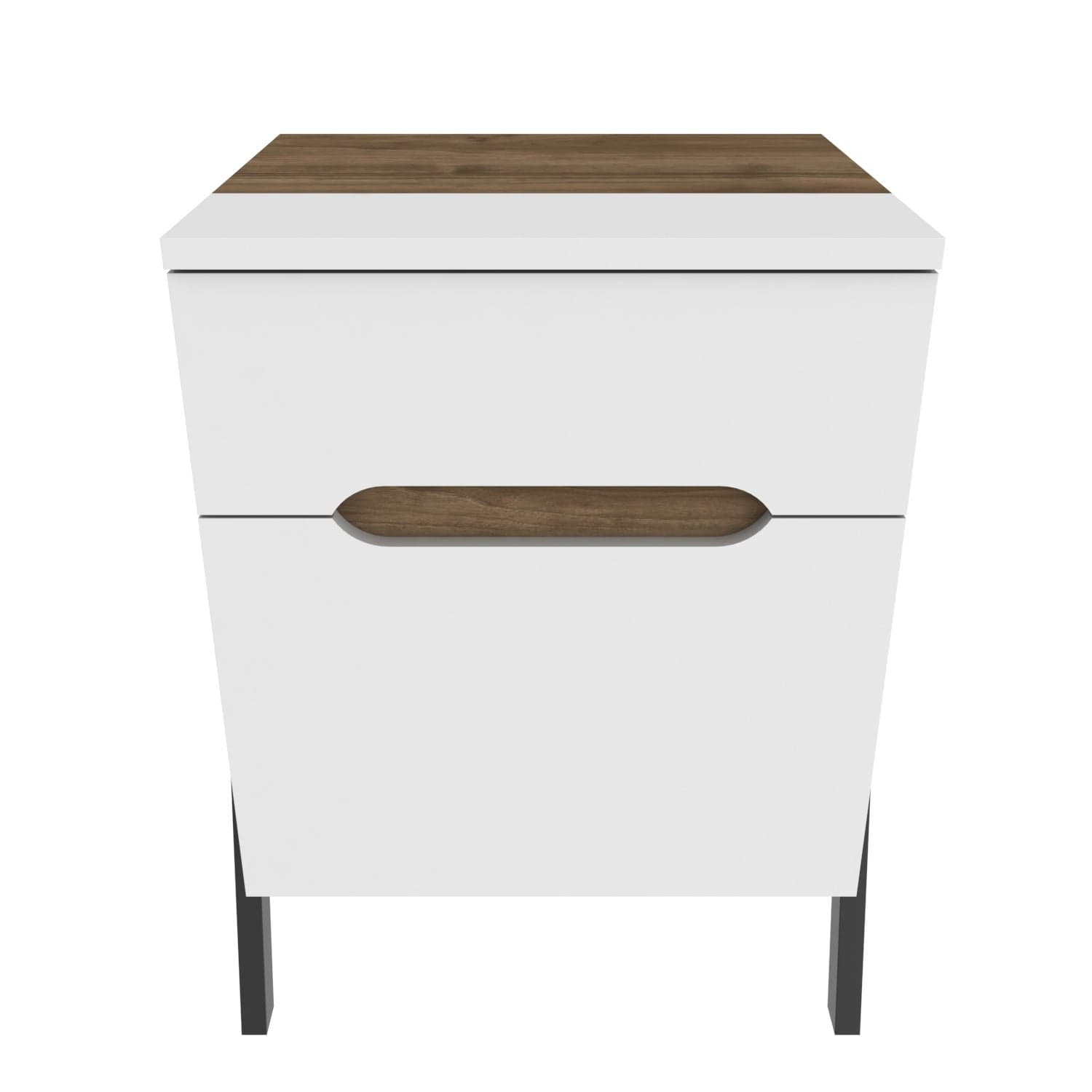 Asir Noptiera din pal si metal, cu 2 sertare, Neva Alb / Negru, l45xA38xH63,5 cm