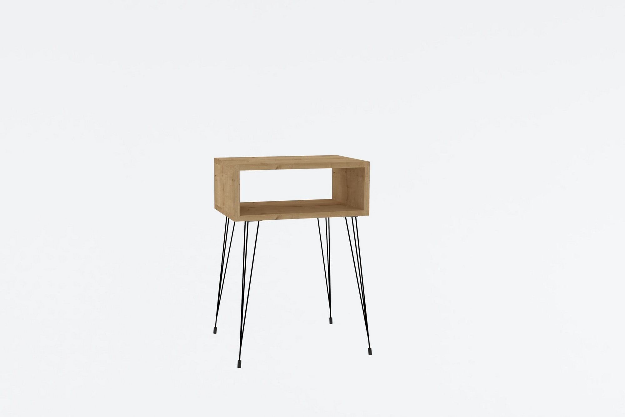 Asir Noptiera din pal si metal, Tenby Stejar / Negru, l45xA30xH63 cm