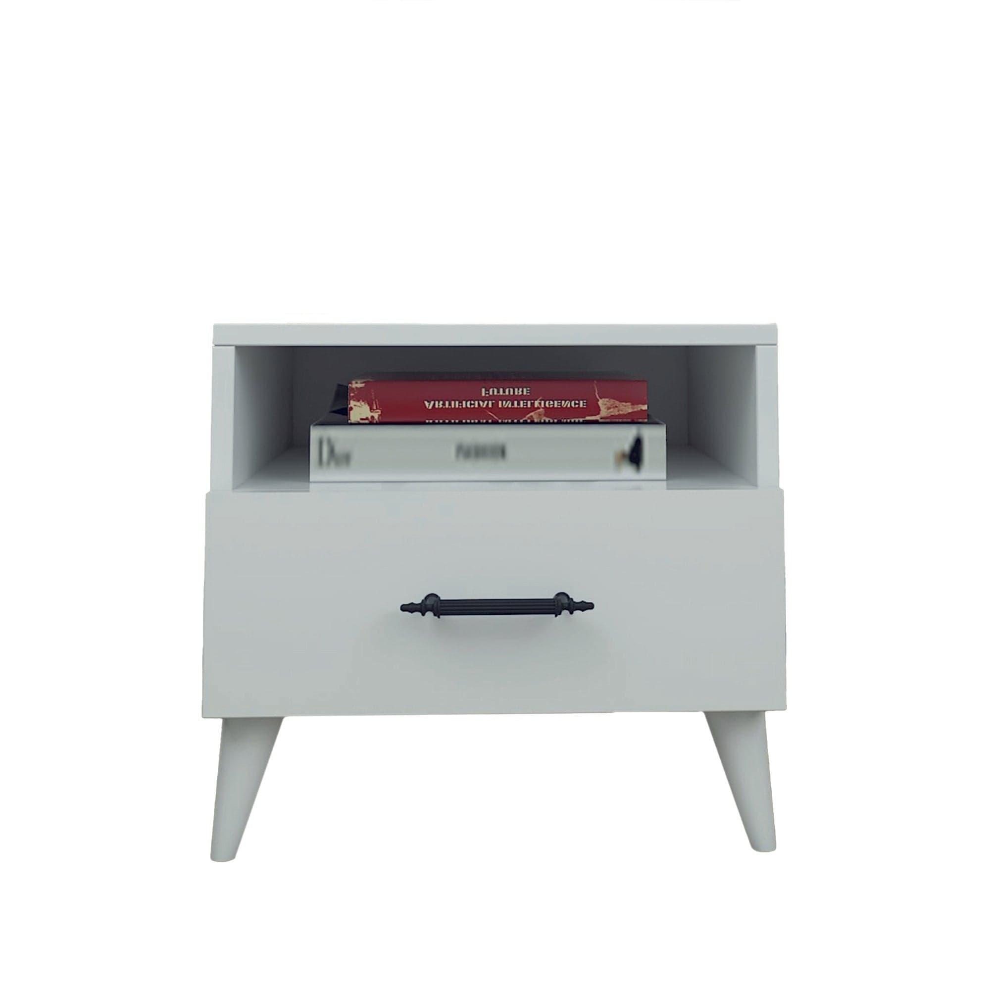 Asir Noptiera din pal si plastic, cu 1 sertar, Lavinia 501 Alb, l45xA38xH47 cm