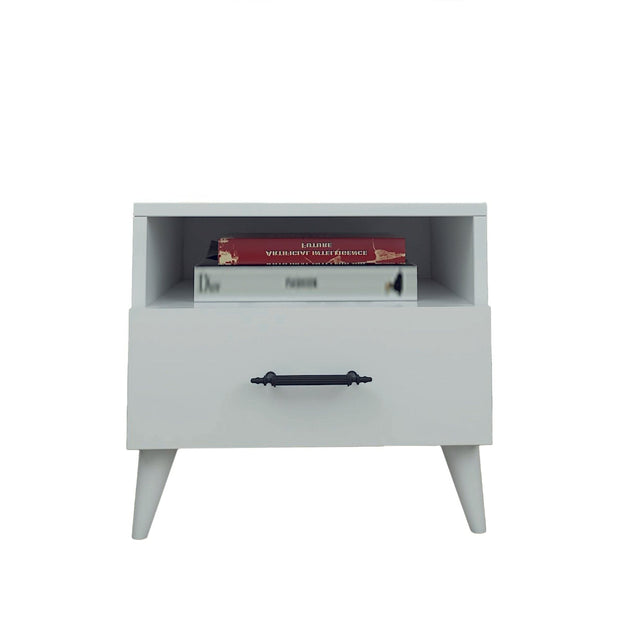 Asir Noptiera din pal si plastic, cu 1 sertar, Lavinia 501 Alb, l45xA38xH47 cm