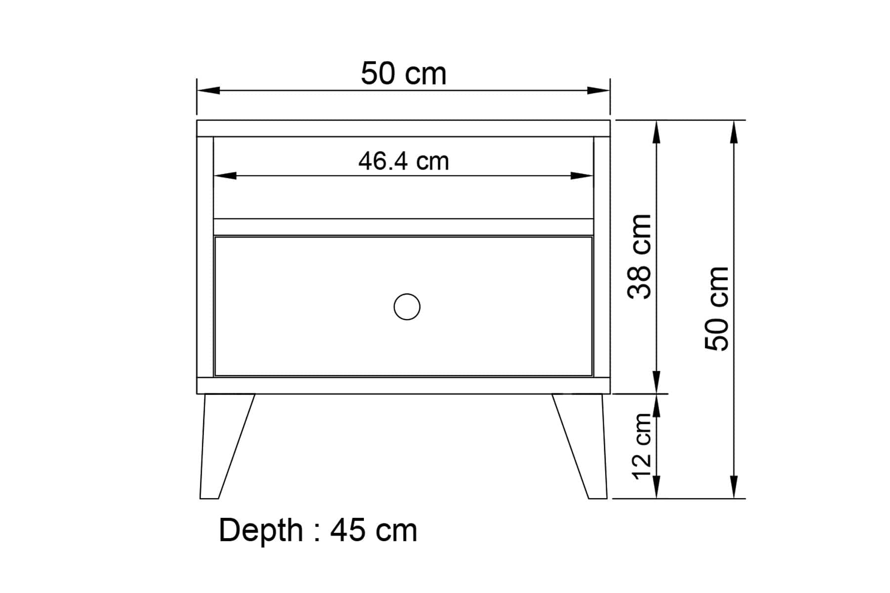 Asir Noptiera din pal si plastic, cu 1 sertar, Nil 102 Alb, l50xA45xH50 cm