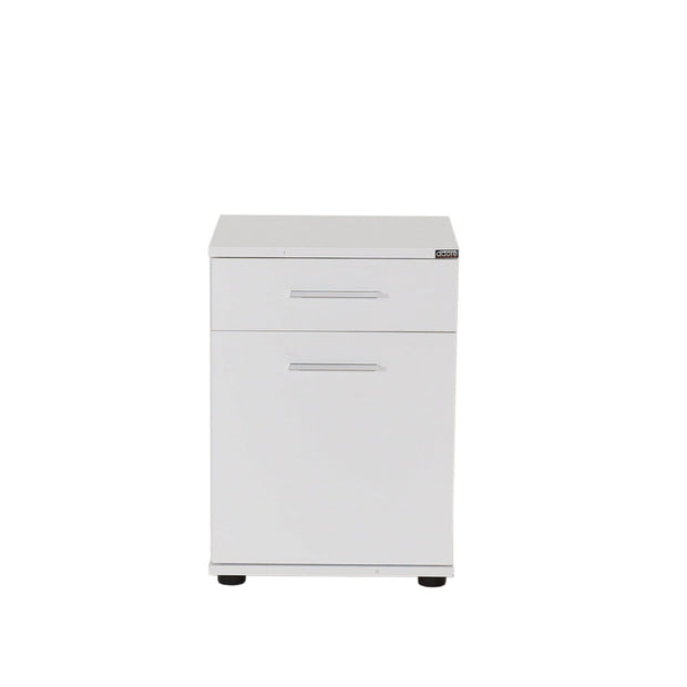 Asir Noptiera din pal si plastic, cu 1 sertar si 1 usa, Komodo 511 Alb / Negru, l40xA39xH57 cm