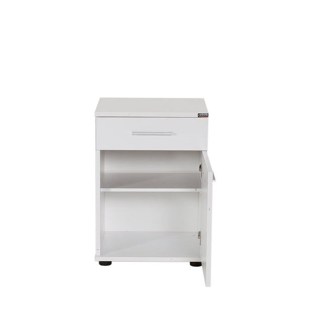 Asir Noptiera din pal si plastic, cu 1 sertar si 1 usa, Komodo 511 Alb / Negru, l40xA39xH57 cm