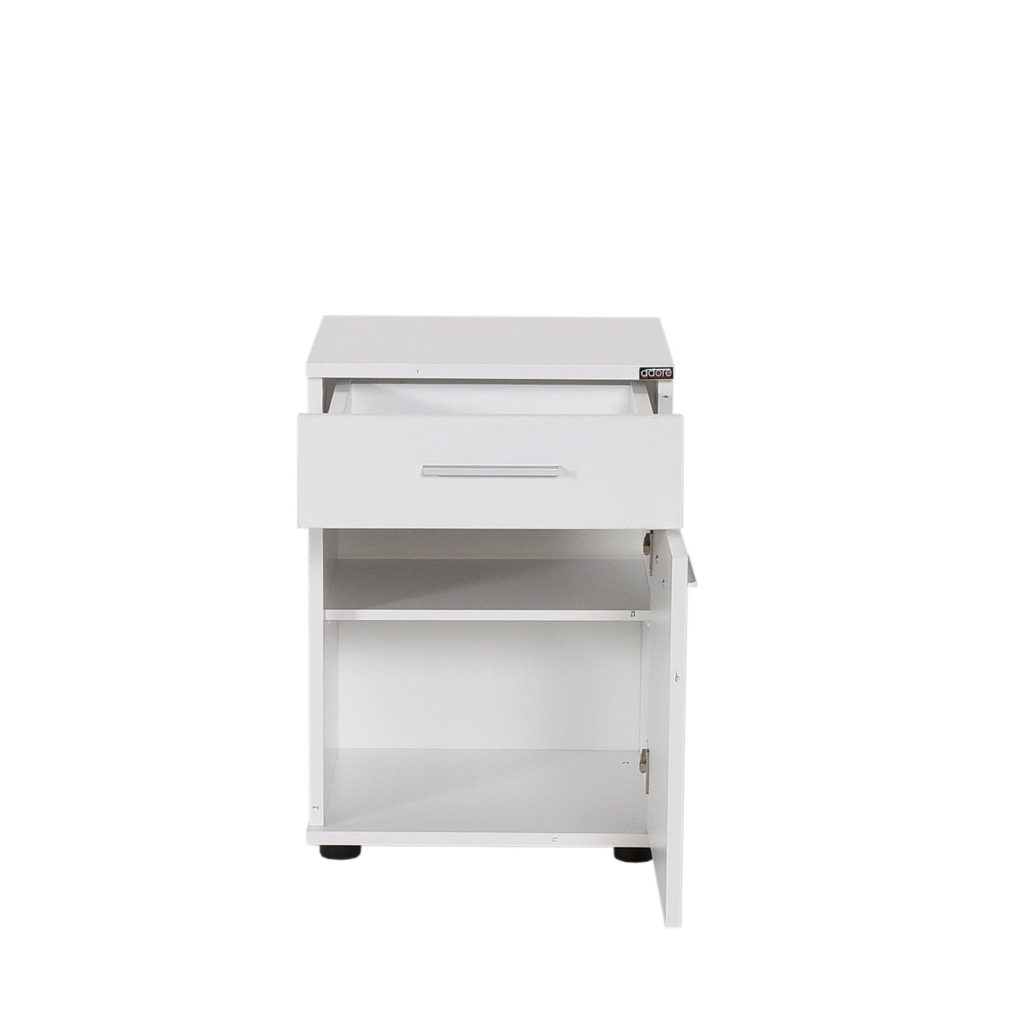 Asir Noptiera din pal si plastic, cu 1 sertar si 1 usa, Komodo 511 Alb / Negru, l40xA39xH57 cm