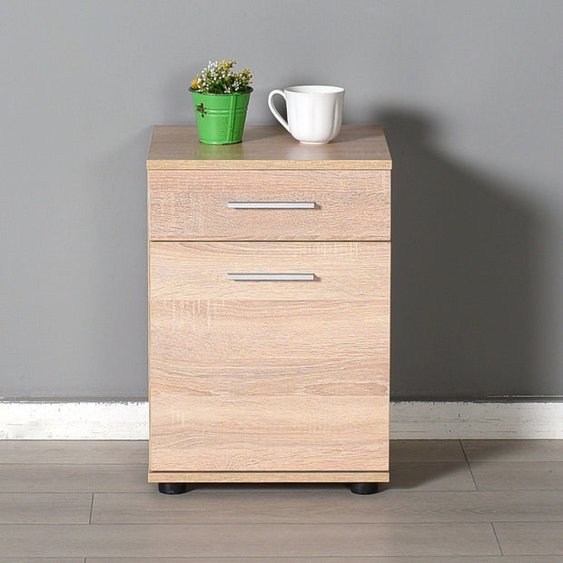 Asir Noptiera din pal si plastic, cu 1 sertar si 1 usa, Komodo 511 Stejar Sonoma / Negru, l40xA39xH57 cm