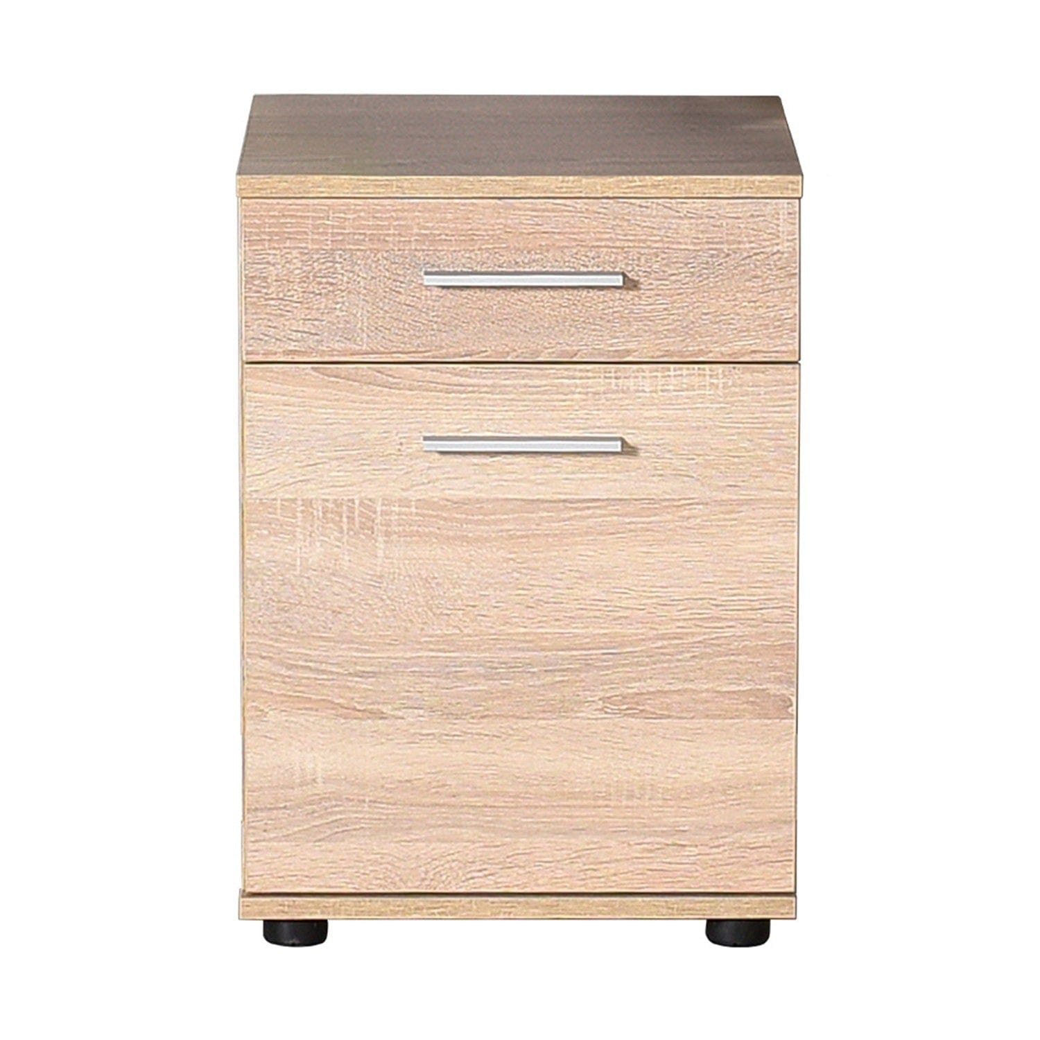 Noptiera din pal si plastic, cu 1 sertar si 1 usa, Komodo 511 Stejar Sonoma / Negru, l40xA39xH57 cm (3)