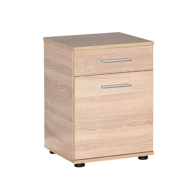 Noptiera din pal si plastic, cu 1 sertar si 1 usa, Komodo 511 Stejar Sonoma / Negru, l40xA39xH57 cm (4)