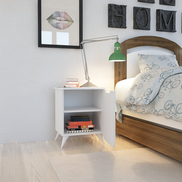 Asir Noptiera din pal si plastic, cu 1 usa, Esla Alb, l49xA39xH60 cm