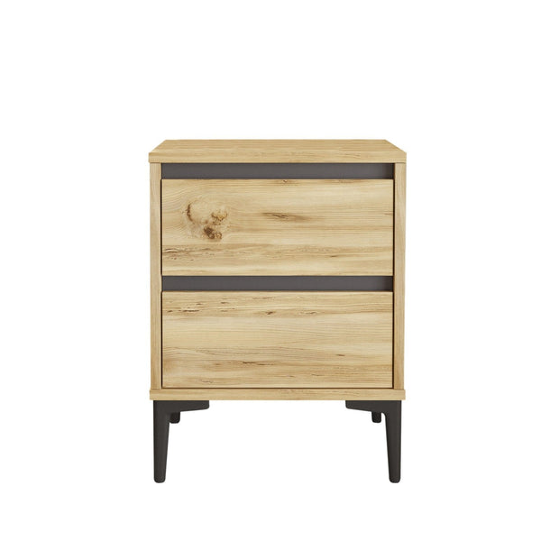 Asir Noptiera din pal si plastic, cu 2 sertare, Ark 6 Natural / Negru, l45xA45xH58,6 cm