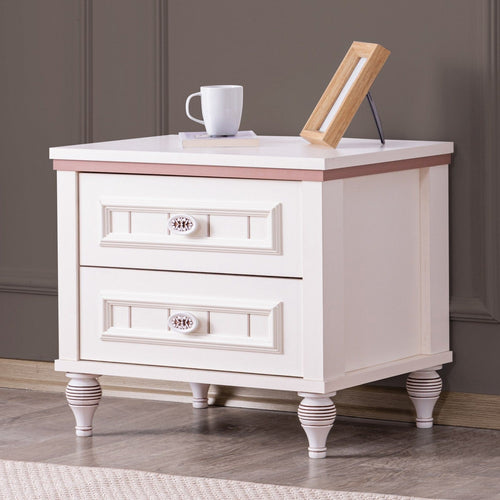 Asir Noptiera din pal si plastic, cu 2 sertare, Ezgi Alb, l52xA42xH47 cm