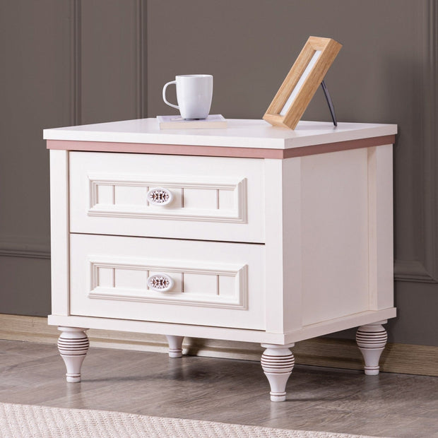 Asir Noptiera din pal si plastic, cu 2 sertare, Ezgi Alb, l52xA42xH47 cm