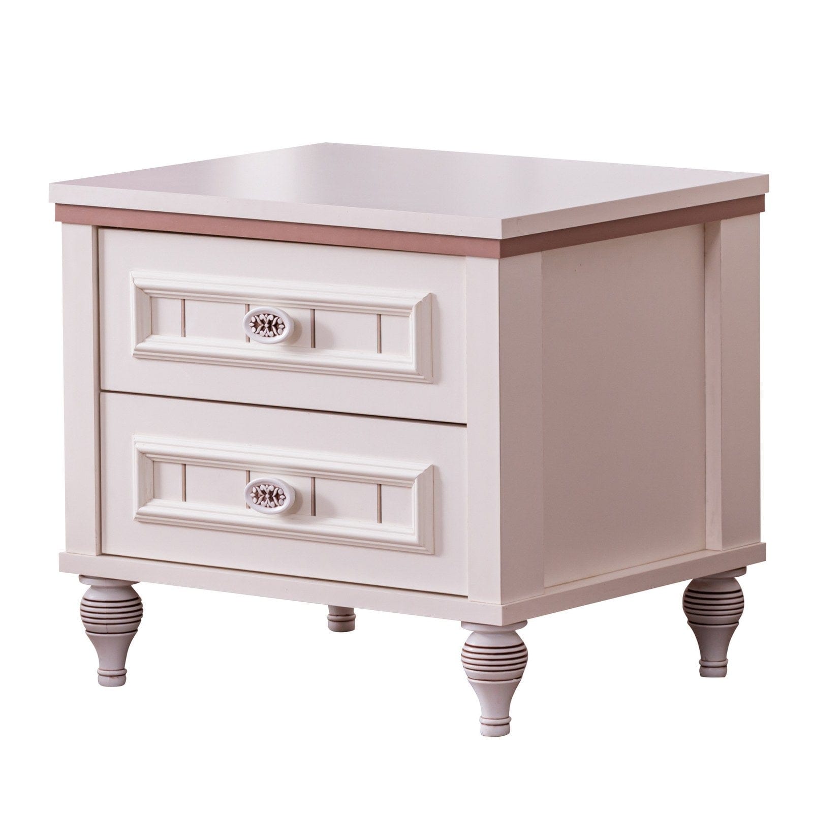 Noptiera din pal si plastic, cu 2 sertare, Ezgi Alb, l52xA42xH47 cm (1)