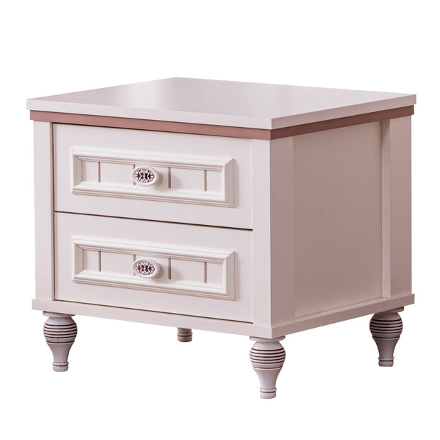 Noptiera din pal si plastic, cu 2 sertare, Ezgi Alb, l52xA42xH47 cm (1)