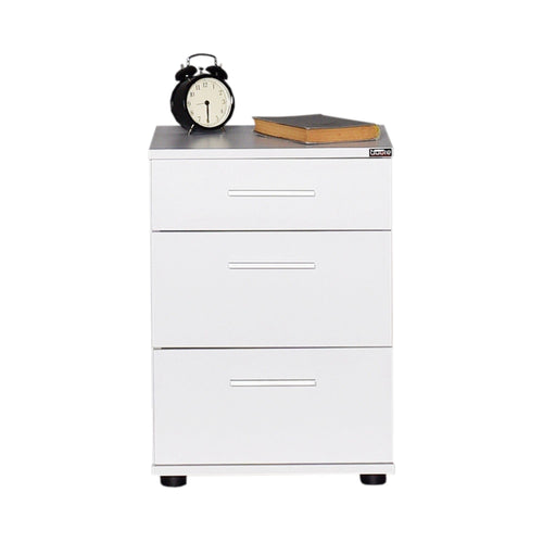 Asir Noptiera din pal si plastic, cu 3 sertare, Komodo 530 Alb / Negru, l40xA39xH57 cm