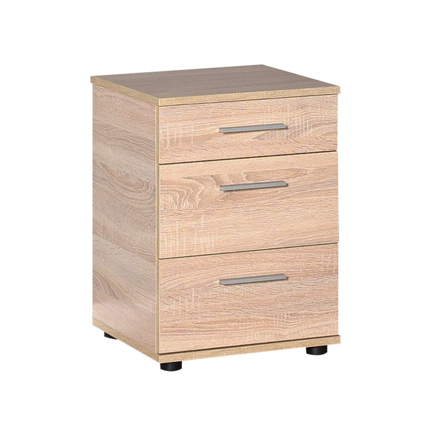 Asir Noptiera din pal si plastic, cu 3 sertare, Komodo 530 Stejar Sonoma / Negru, l40xA39xH57 cm