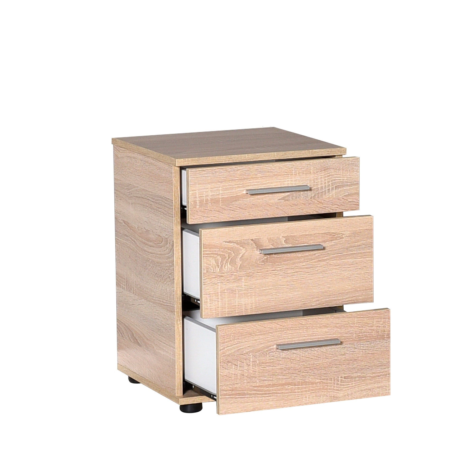 Asir Noptiera din pal si plastic, cu 3 sertare, Komodo 530 Stejar Sonoma / Negru, l40xA39xH57 cm