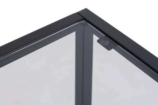 Noptiera din sticla si metal, cu 1 sertar, Randolf Fumuriu / Negru, l40xA35xH60 cm (3)