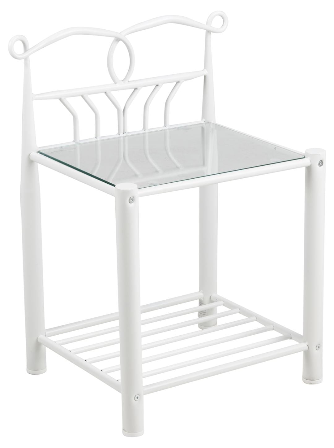 Noptiera din sticla si metal, Line Transparent / Alb, l50xA37xH66 cm