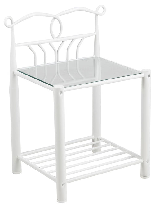 Noptiera din sticla si metal, Line Transparent / Alb, l50xA37xH66 cm