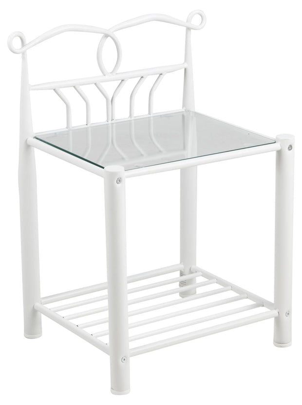 Noptiera din sticla si metal, Line Transparent / Alb, l50xA37xH66 cm