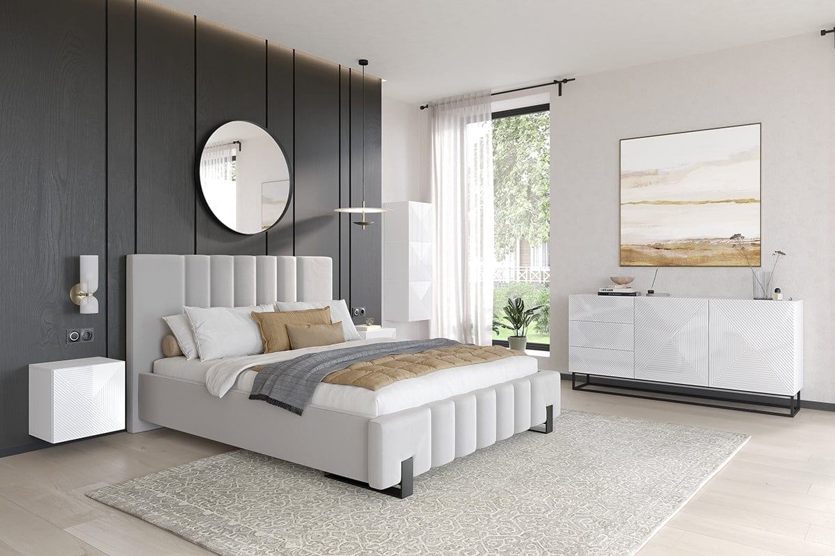 Bogart Noptiera suspendata din pal si MDF, cu 1 usa, Asha 40-1D Alb Gloss, l40xA32xH40 cm