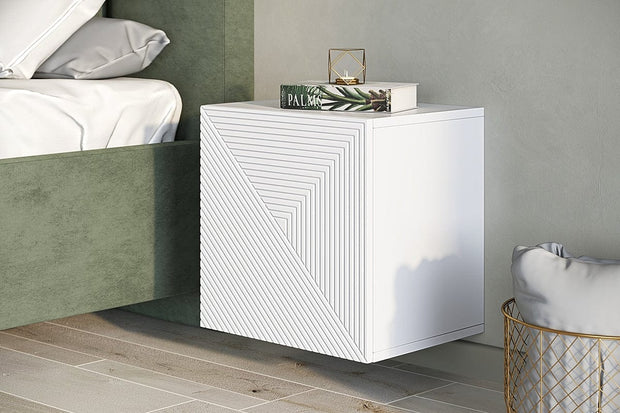 Bogart Noptiera suspendata din pal si MDF, cu 1 usa, Asha 40-1D Alb, l40xA32xH40 cm