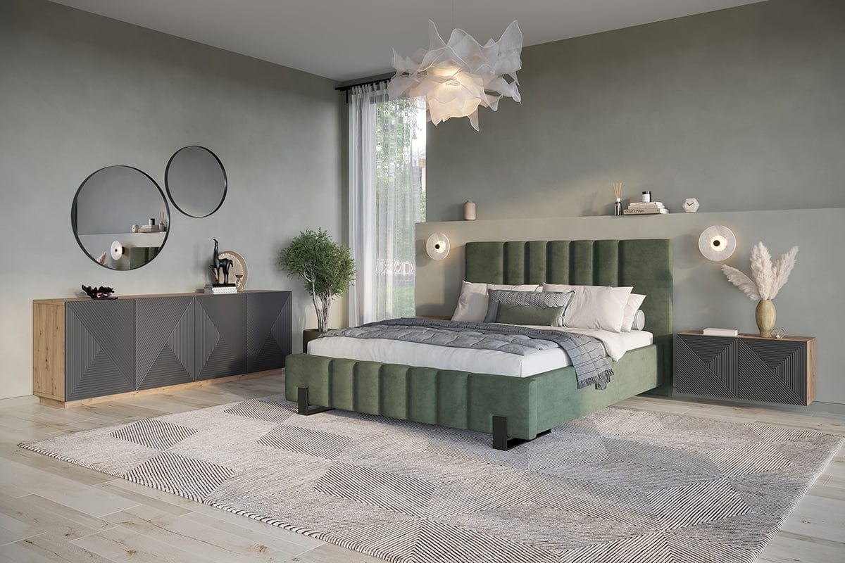 Bogart Noptiera suspendata din pal si MDF, cu 1 usa, Asha 40-1D Antracit / Stejar Artisan, l40xA32xH40 cm