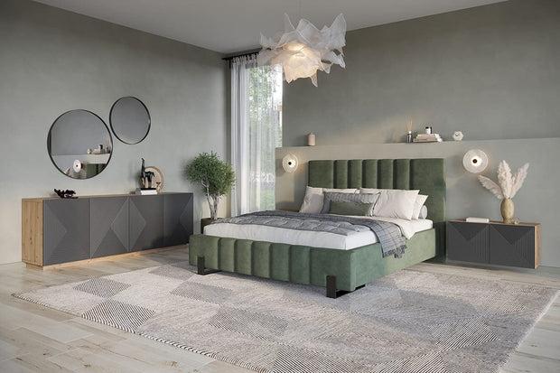 Bogart Noptiera suspendata din pal si MDF, cu 1 usa, Asha 40-1D Antracit / Stejar Artisan, l40xA32xH40 cm