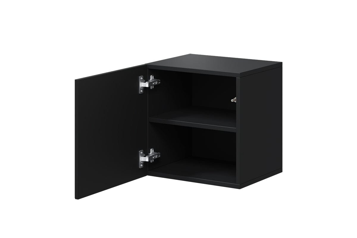 Bogart Noptiera suspendata din pal si MDF, cu 1 usa, Asha 40-1D Negru, l40xA32xH40 cm