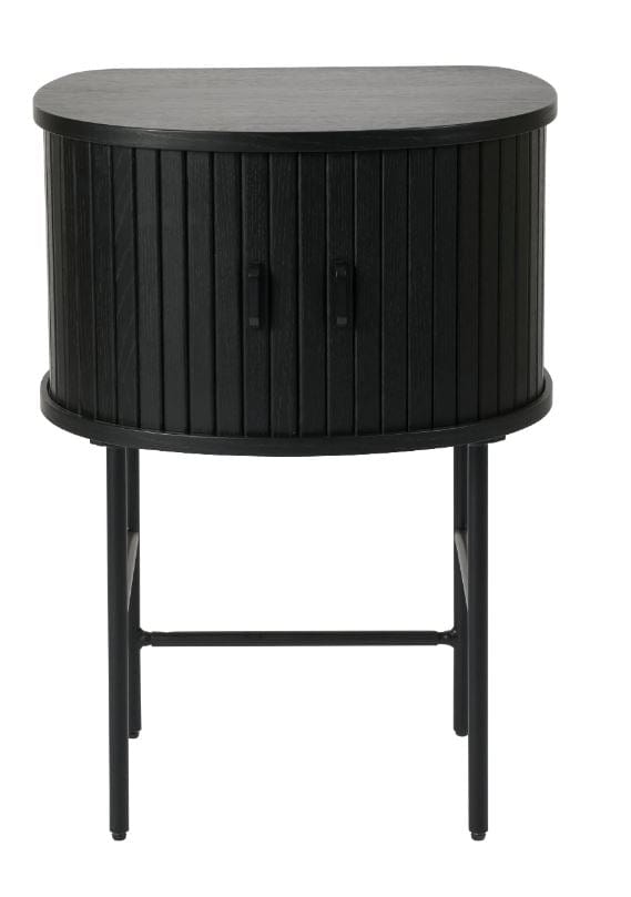 Unique Furniture A/S Noptiere din lemn si metal, cu 2 usi, Nola Negru, l50xA40xH70 cm