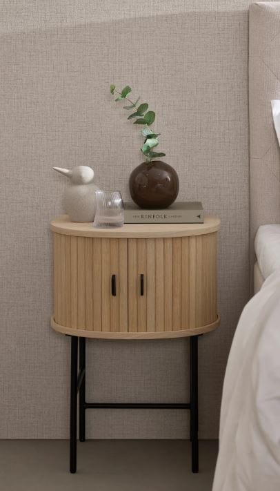 Unique Furniture A/S Noptiere din lemn si metal, cu 2 usi, Nola Stejar / Negru, l50xA40xH70 cm