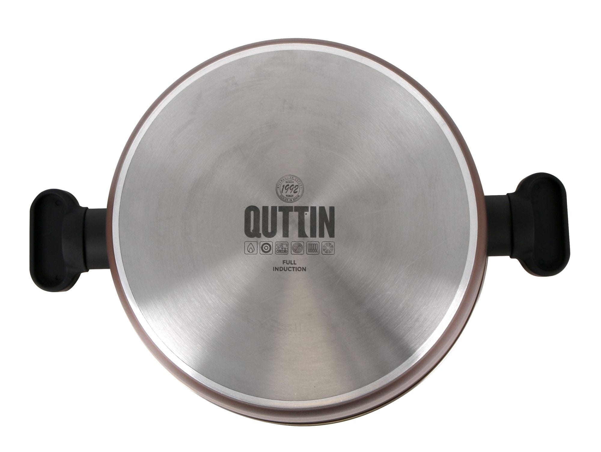 Inde Soler Hispania Oala pentru sos din aluminiu, capac inclus, Ø28 cm, Sahara Maro / Negru