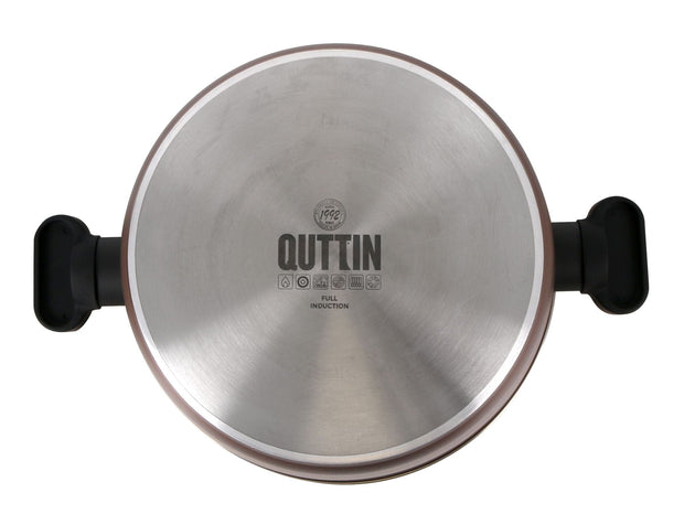 Inde Soler Hispania Oala pentru sos din aluminiu, capac inclus, Ø28 cm, Sahara Maro / Negru