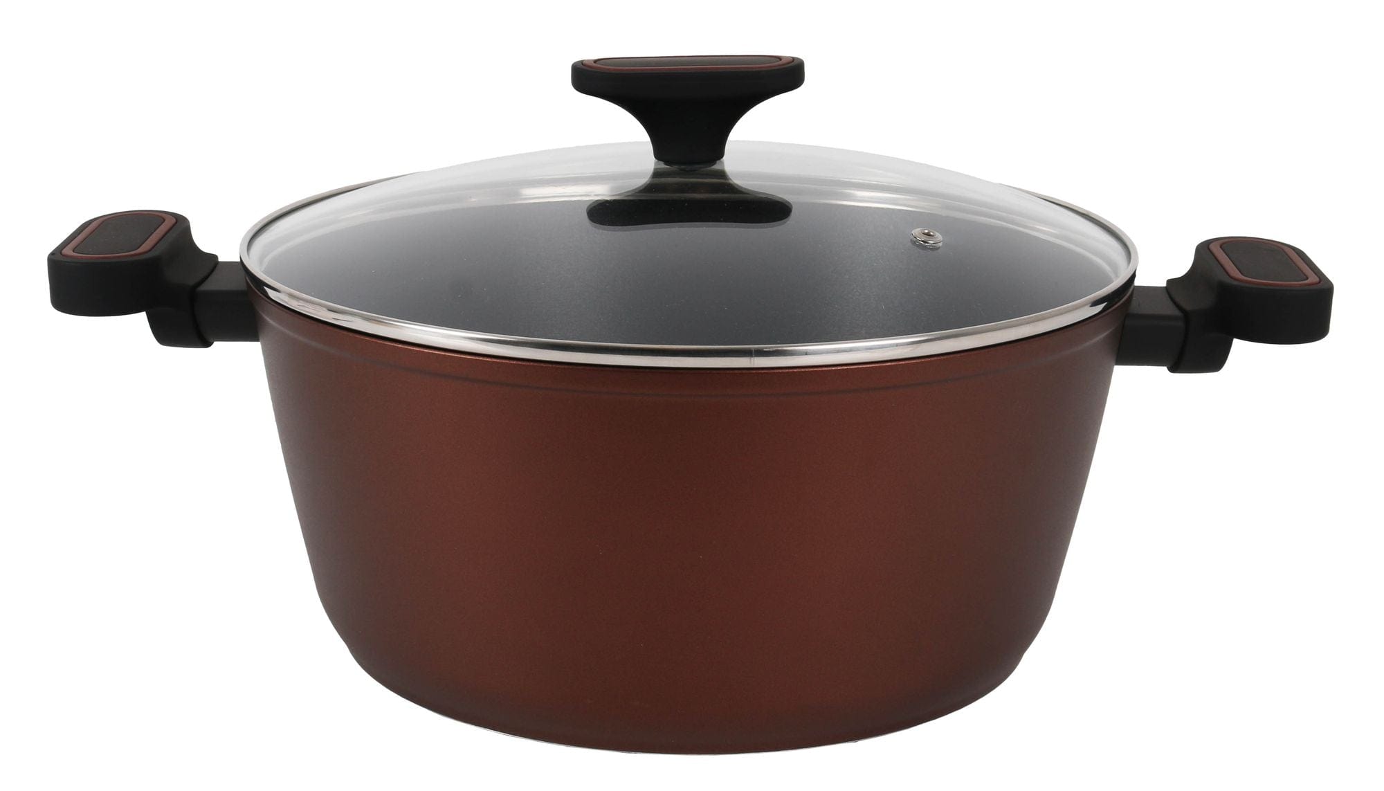 Inde Soler Hispania Oala pentru sos din aluminiu, capac inclus, Ø28 cm, Sahara Maro / Negru