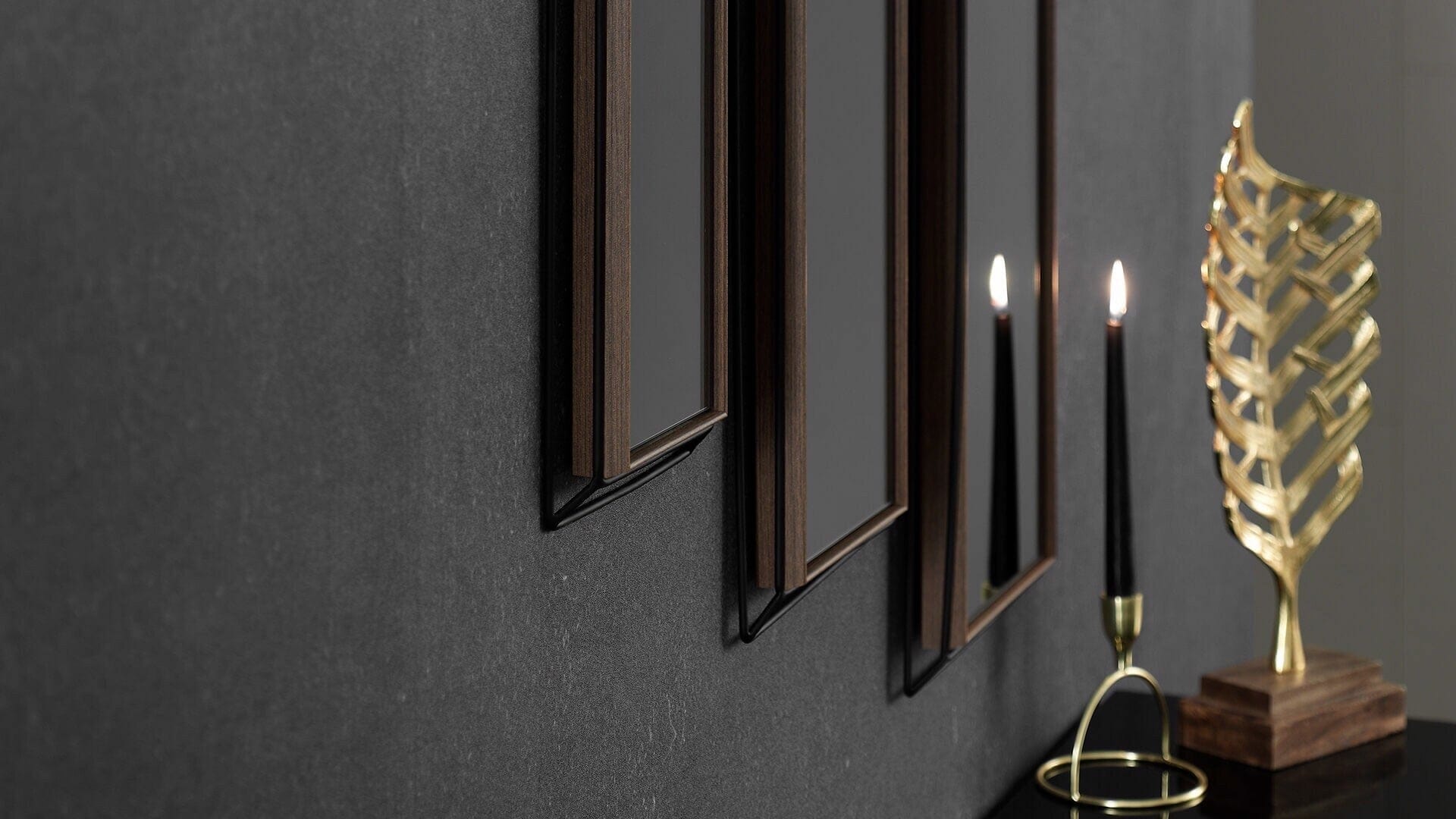 BFSummer Oglinda decorativa cu rama din pal Louisa Medium Nuc / Negru, l25,5xH80,6 cm