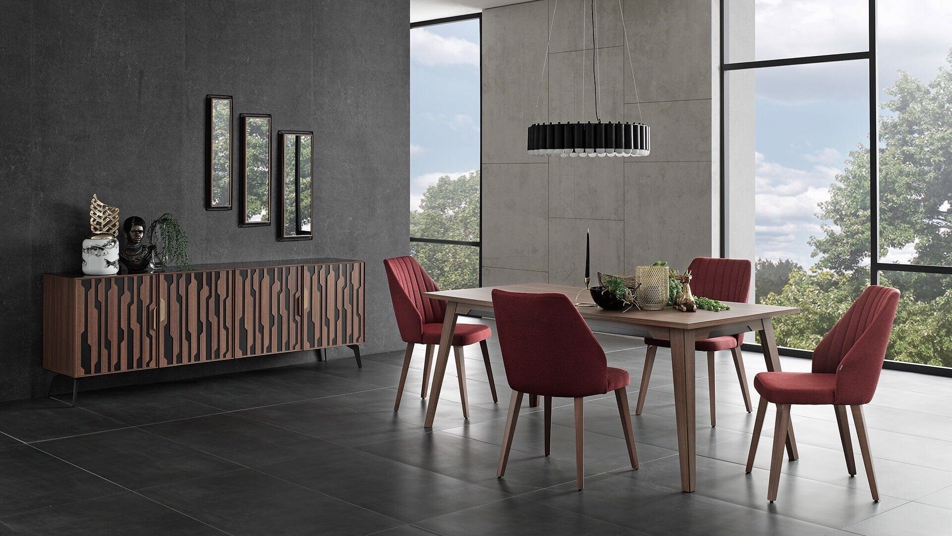 BFSummer Oglinda decorativa cu rama din pal Louisa Small Nuc / Negru, l20,5xH80,6 cm