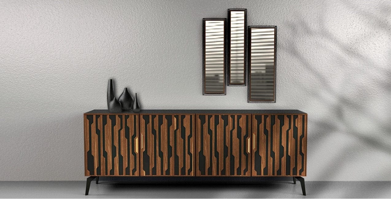 BFSummer Oglinda decorativa cu rama din pal Louisa Small Nuc / Negru, l20,5xH80,6 cm