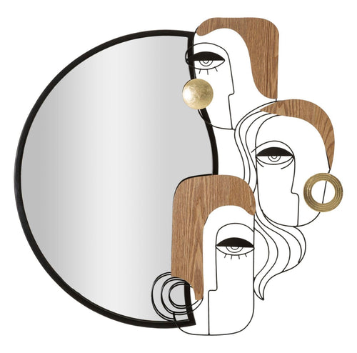 Oglinda decorativa din MDF, Picassy Negru / Maro / Auriu, l83xH80 cm
