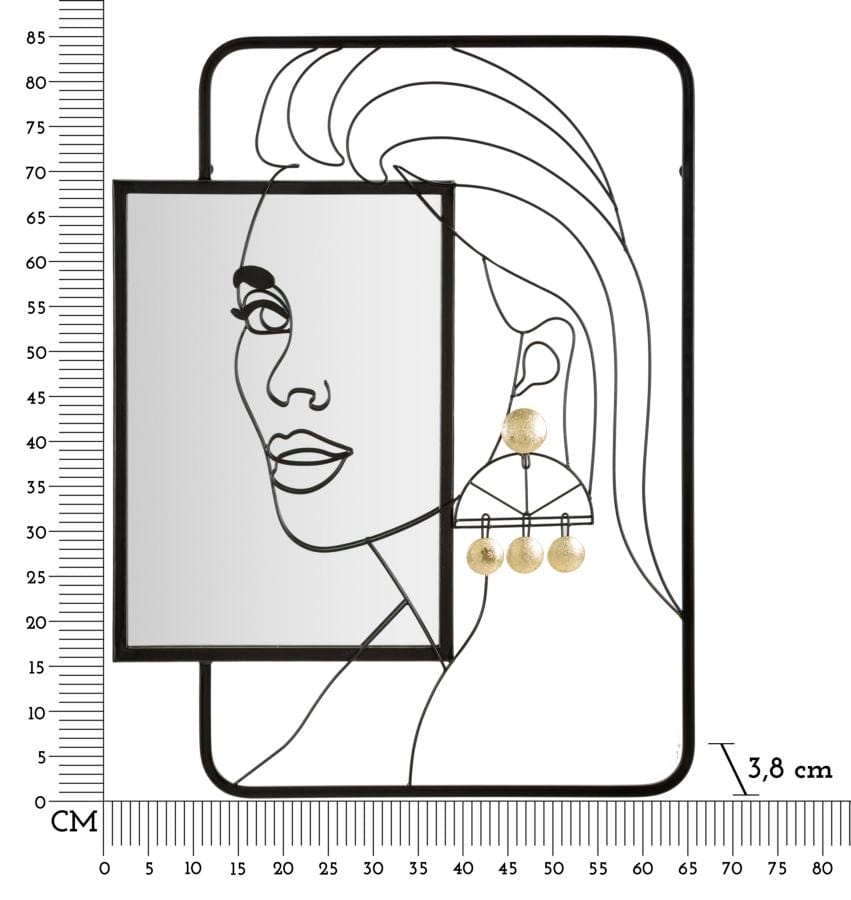 Oglinda decorativa din metal, Eleonor Negru, l64,8xH85 cm (5)