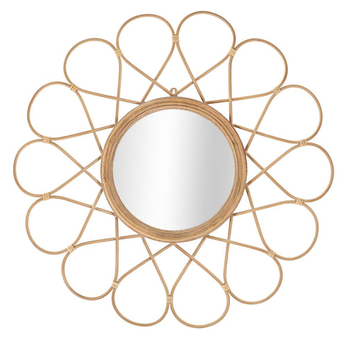 Oglinda decorativa din metal si ratan, Almeria Maro, Ø65,5 cm