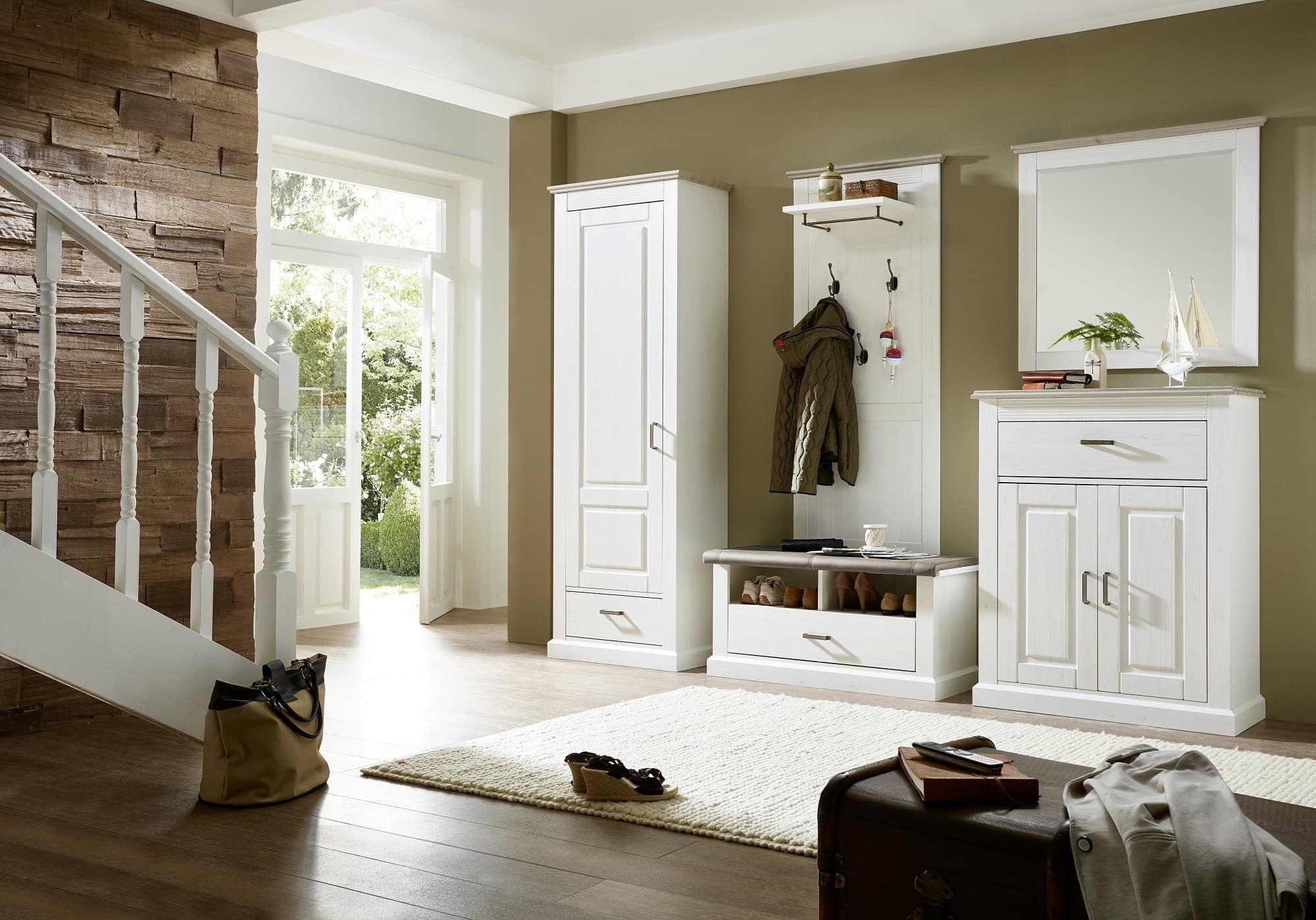 BFSummer Oglinda din pal si MDF, Victory Alb, l89xH85 cm