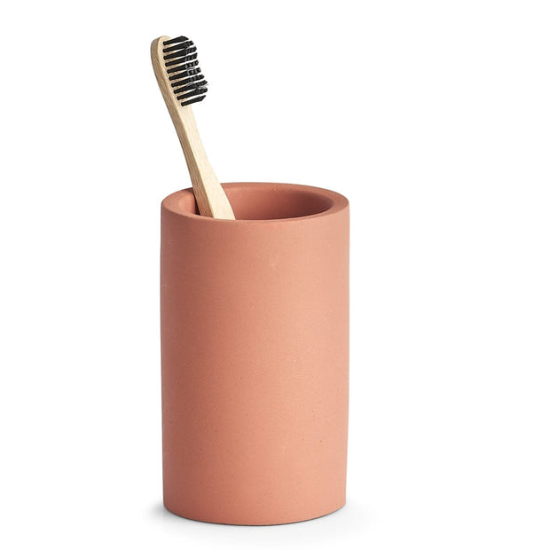 BFSummer Pahar din ciment pentru periuta de dinti, Terracotta Caramiziu, Ø7,5xH12,5 cm