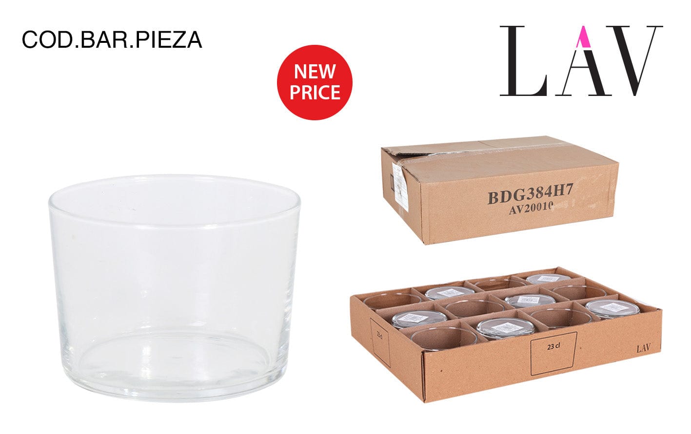 Pahar din sticla, Bodega Transparent, 230 ml