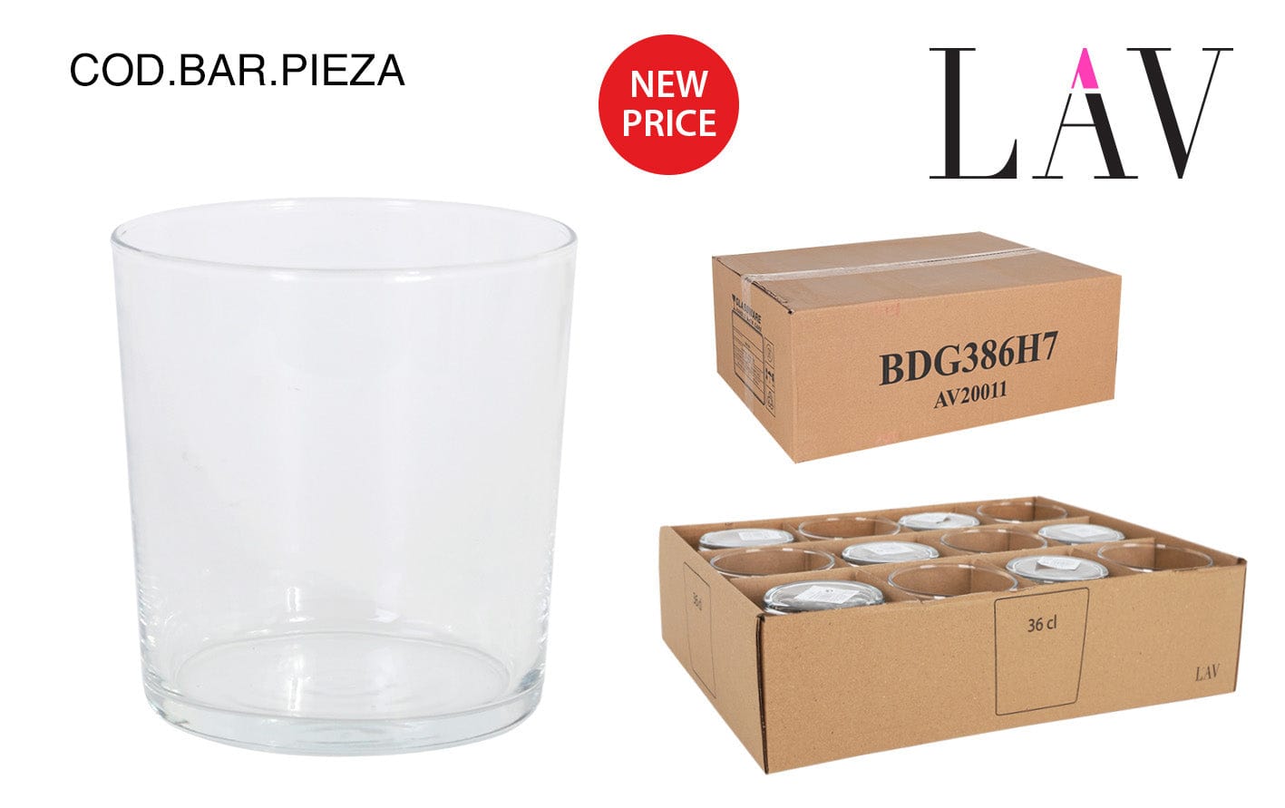 Pahar din sticla, Bodega Transparent, 360 ml