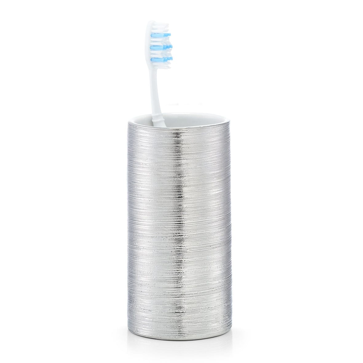 BFSummer Pahar pentru periuta din ceramica, Brushed Silver, Ø 7xH13,5 cm