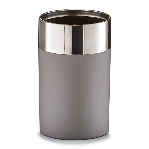 BFSummer Pahar pentru periuta din plastic si inox, Taupe matte, Ø 6,5xH11 cm